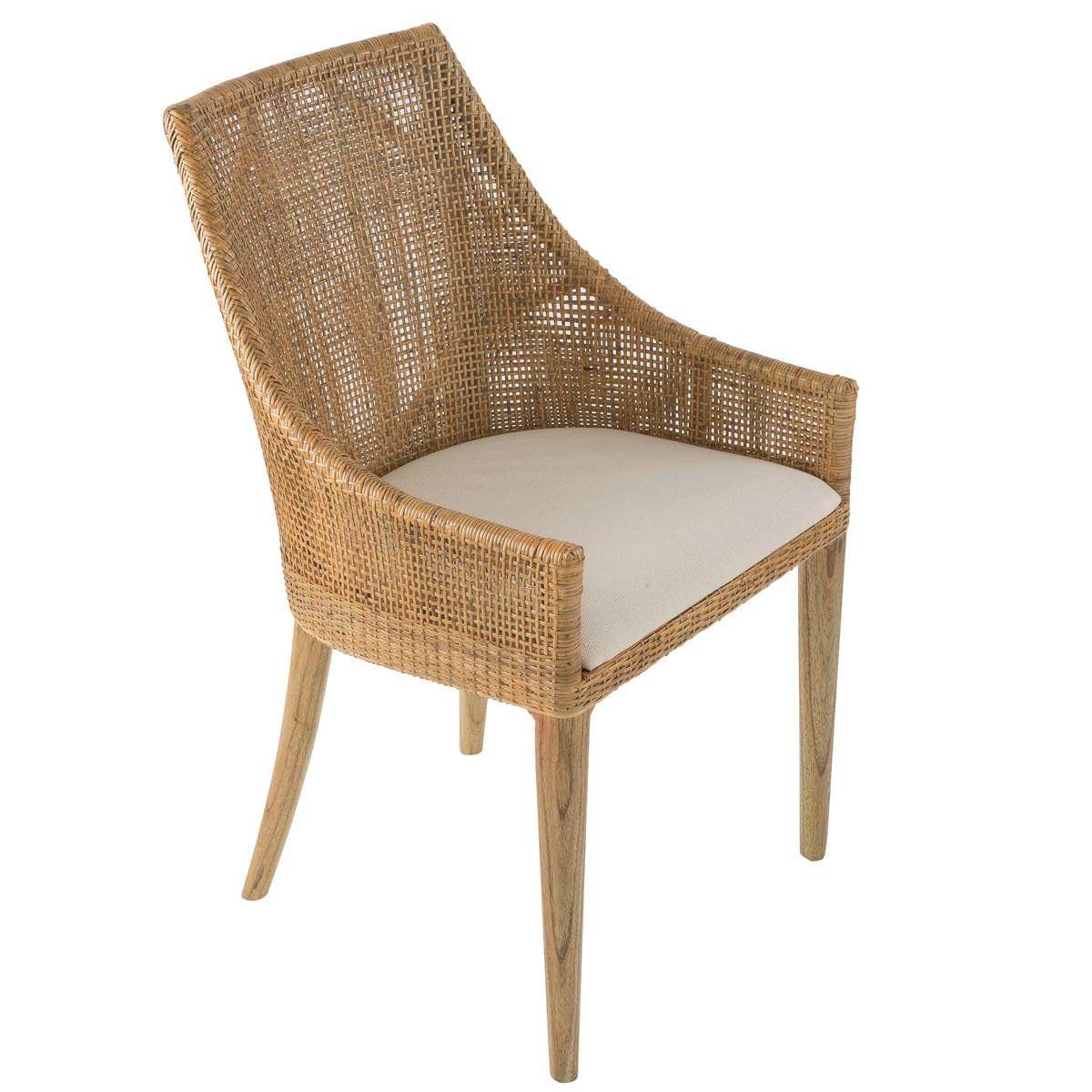 RATTANSTUHL H88 cm 56/88/58 cm - Eichefarben, Textil (58/88/61cm) - Signature