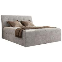 BOXBETT DAGOS 200/200 - Hellgrau Schenille grob gewebt - H4 - Topper Visco - Hellgrau, Textil (200/200cm) - MKS