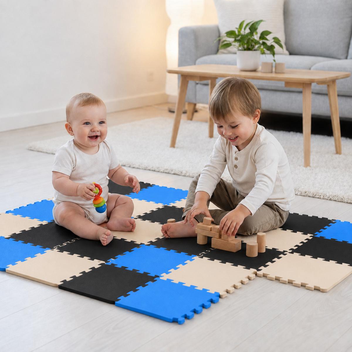 SPIELMATTE ab Null - 270/90 cm Puzzlematte Schwarz - Multicolor, Kunststoff (30/30cm) - Littletom