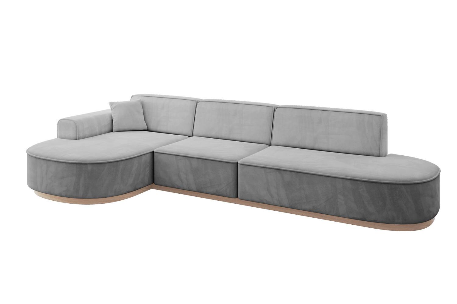 ECKSOFA Ottomane Links MARI-L2-v1 - 328x171x83 cm Grau Velours - Grau, Holzwerkstoff/Textil (328/171cm) - ALTDECOR