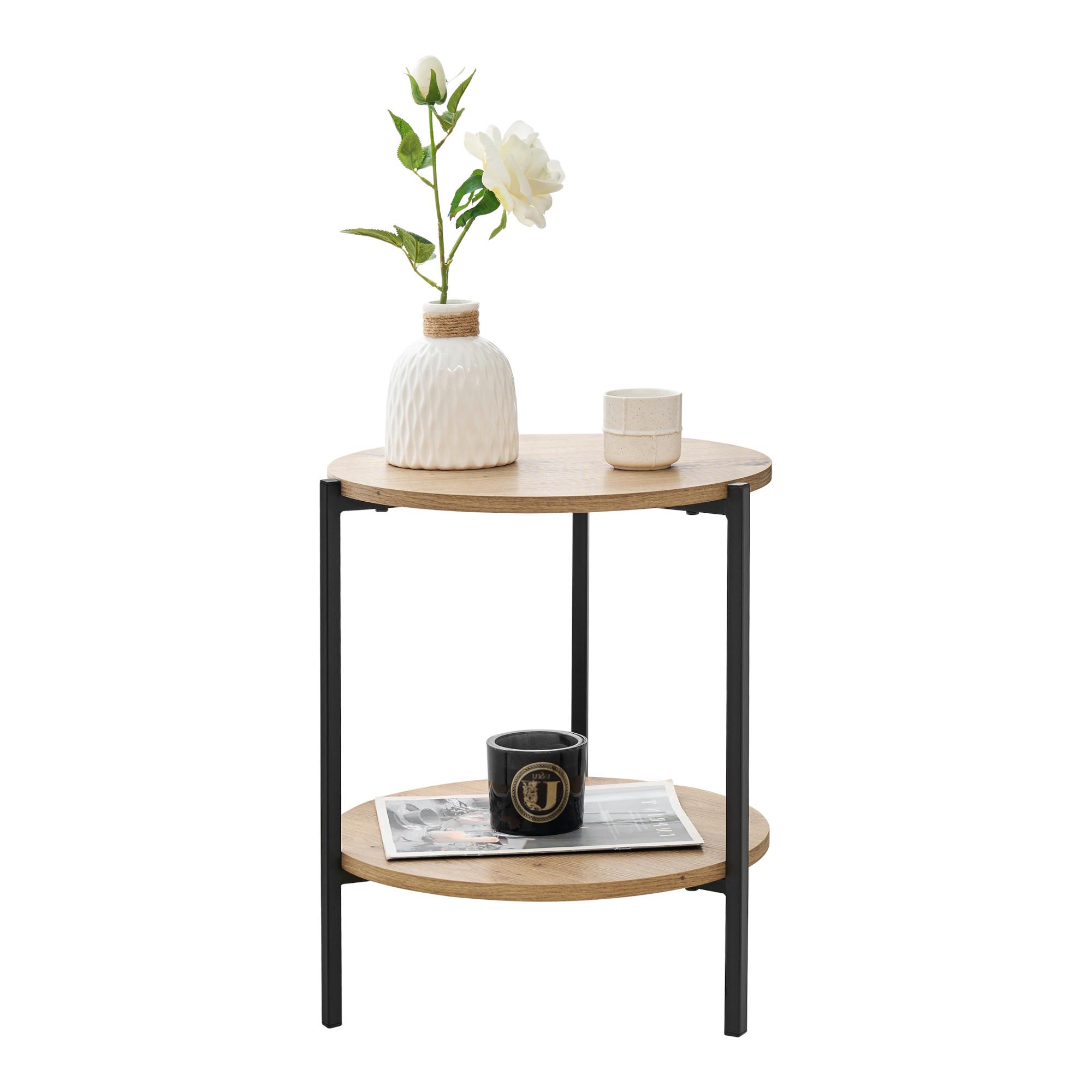 BEISTELLTISCH Kuopio - Schwarz/Braun, Holzwerkstoff/Metall (40/40/50cm) - [en.casa]
