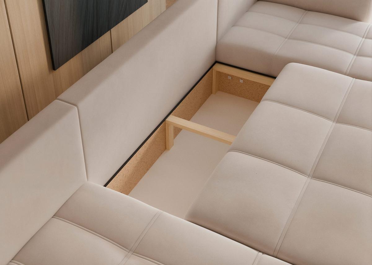 WOHNLANDSCHAFT PEDRO mit Schlaffunktion und Bettkasten Beige - Beige, Holzwerkstoff/Textil (318/79/145cm) - Idohome