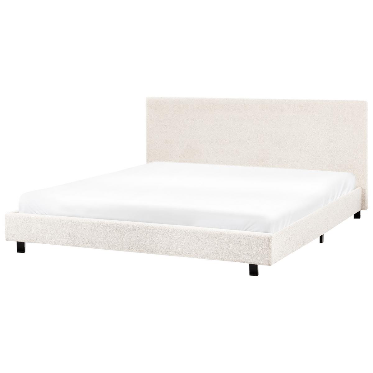 BETT mit Lattenrost 180/200 cm Cremeweiß Albi - Schwarz/Weiß, Textil (180/200cm) - Beliani