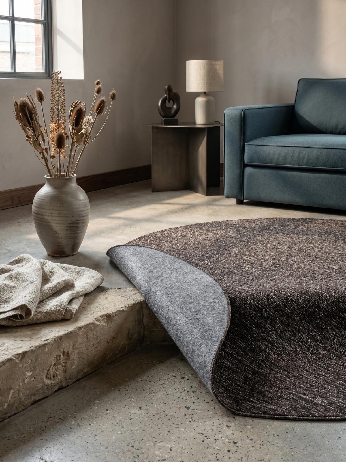 TEPPICH Kurzflor AMMER in Braun, einfarbig, Ø 200 cm - Braun, Textil (200/200cm) - KADIMA DESIGN