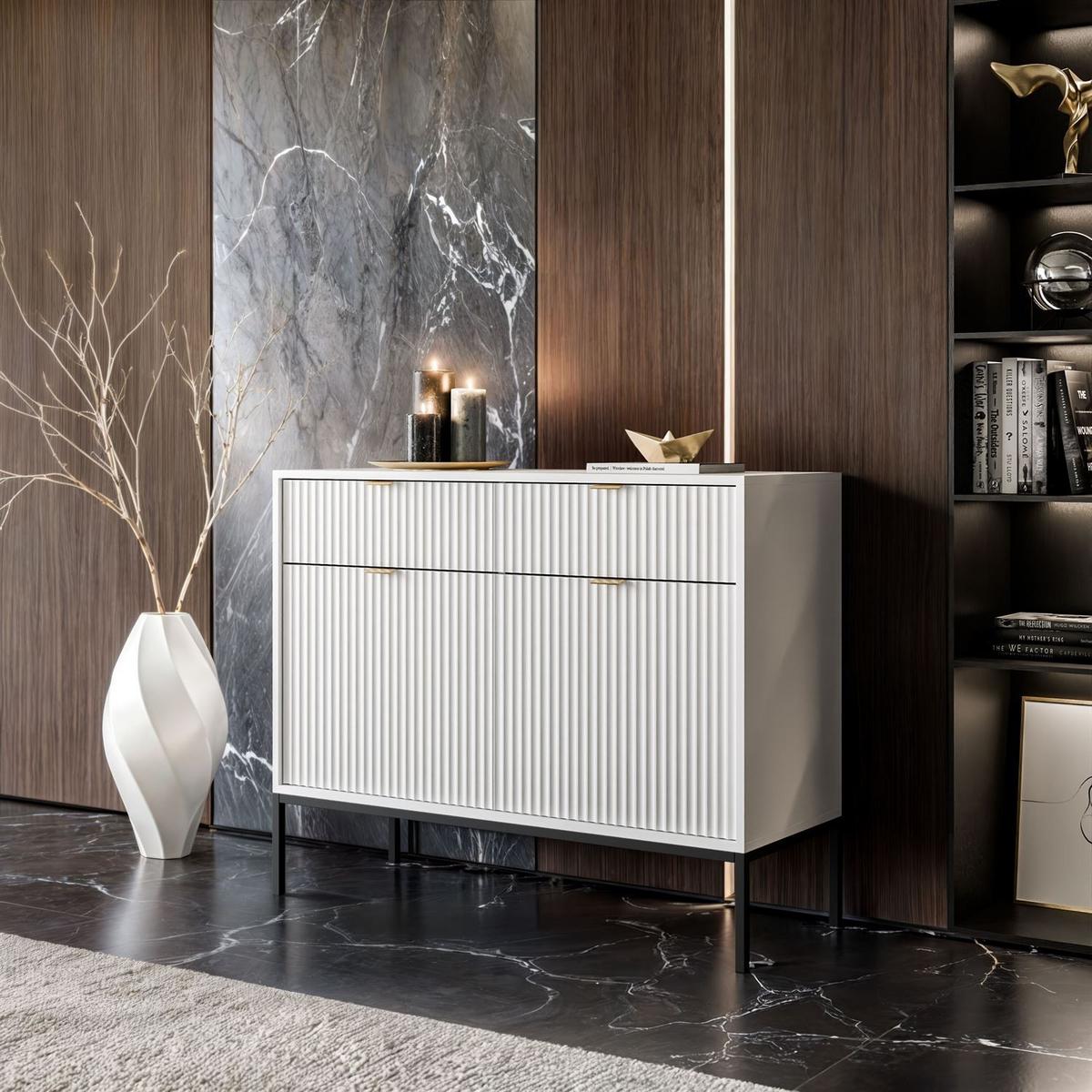 KOMMODE CORTADO KSZ104 MIT SCHUBLADEN WEISS - Weiß, Holzwerkstoff (104/83/39cm) - Lookway