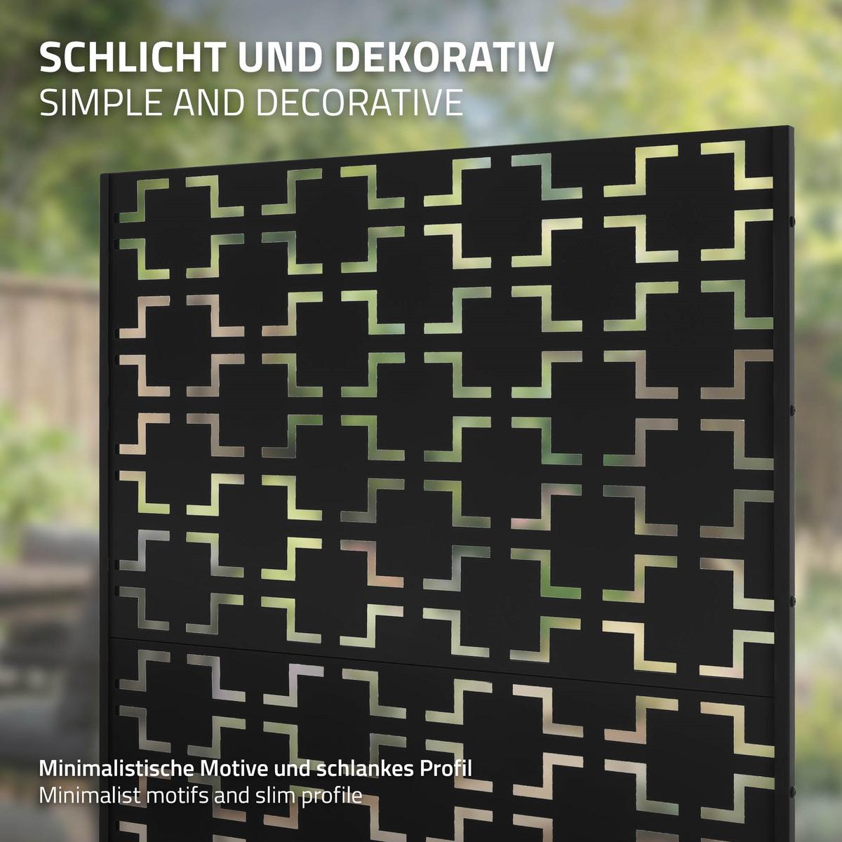 METALL-SICHTSCHUTZ Milano 90x180 cm Schwarz aus Stahl - Schwarz, Metall (90/183cm) - ML-DESIGN