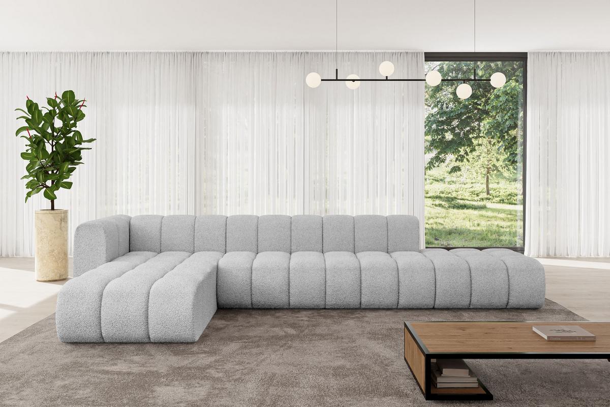ECKSOFA modulares Sofa Zuvon-L2 - 387x177x70 cm Hellgrau - Hellgrau, Holzwerkstoff/Textil (387/177cm) - ALTDECOR