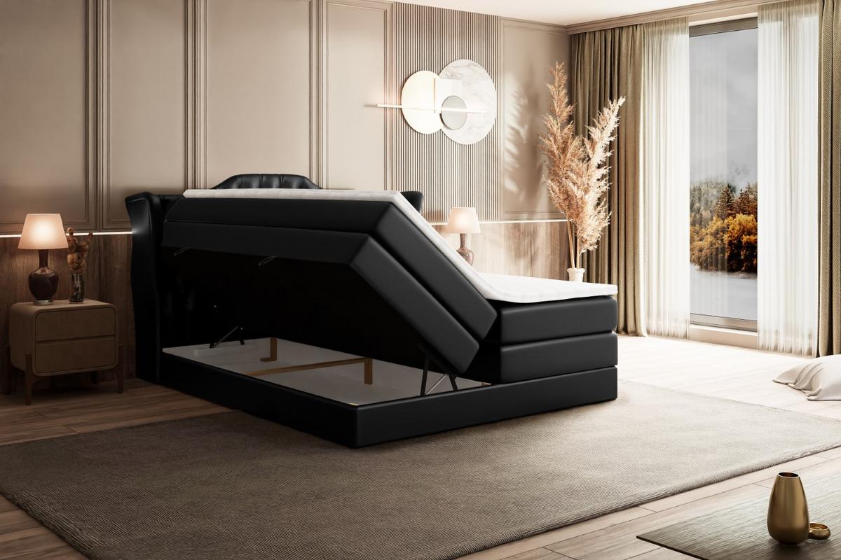 BOXSPRINGBETT VILA KING - 140x200 - H3/H4 - Schwarz Hochglanz - Schwarz Hochglanz, Holzwerkstoff (140/200cm) - ALTDECOR
