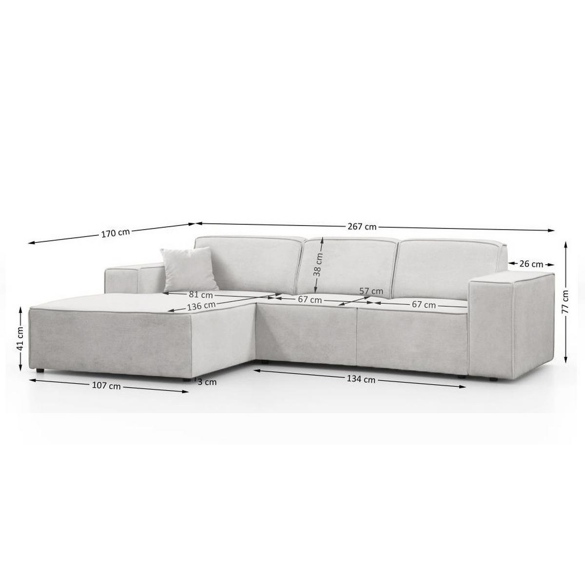 ECKSOFA ohne Schlaffunktion Pedro L beige links - Beige/Schwarz, Kunststoff/Textil (267/170cm) - Beautysofa