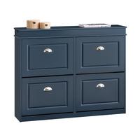 SCHUHKIPPER Blau, Schuhschrank mit 4 Klappen - Blau, Holzwerkstoff (104/83/24cm) - SoBuy