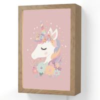 WANDLEUCHTE Einhorn - Rosa - Blumen 20x30 cm - Rosa, Holzwerkstoff (20/30/8cm) - OnlyWow