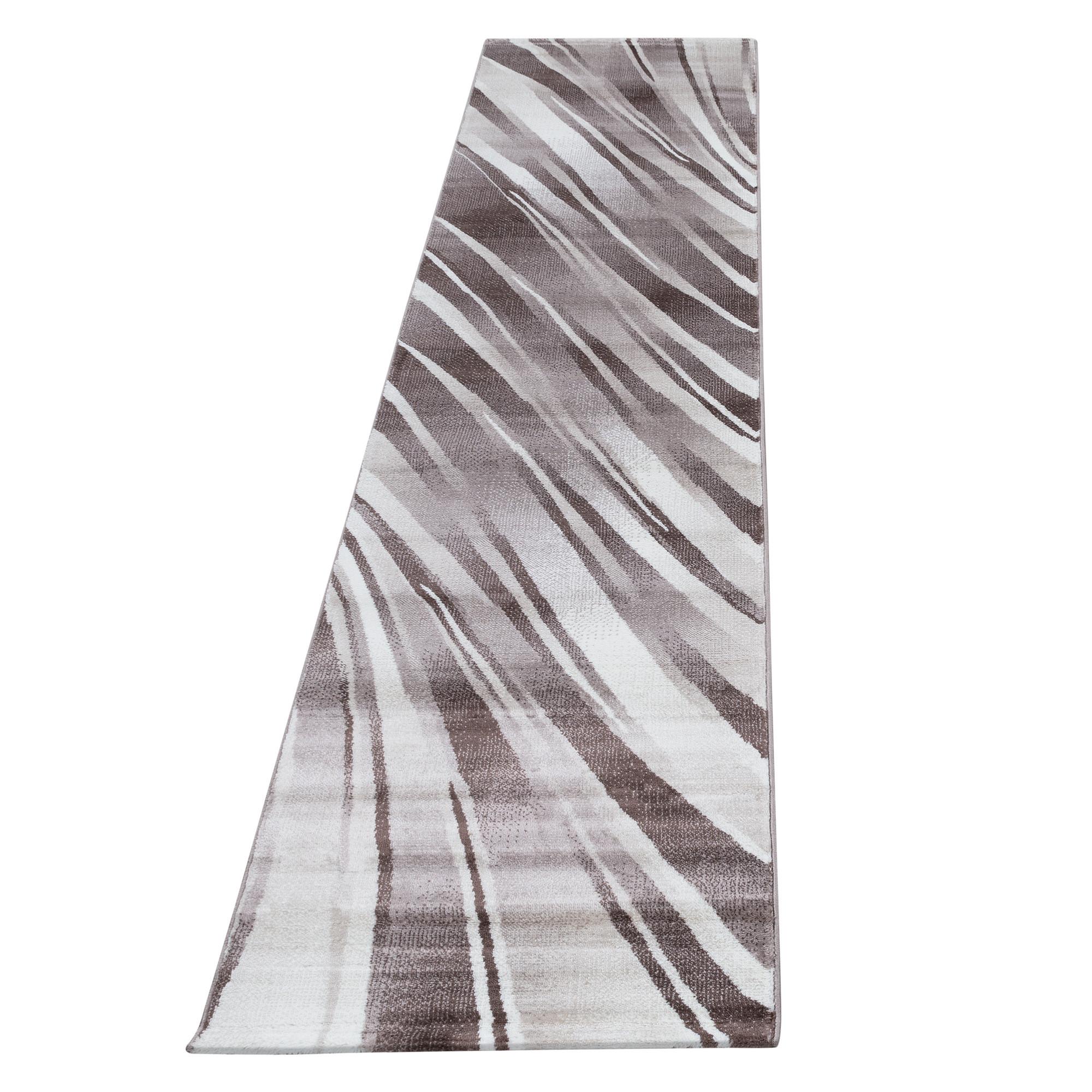 KURZFLORTEPPICH DRAU, mit abstraktem Wellenmuster, Braun, 80 x 300 cm - Braun, Textil (80/300cm) - KADIMA DESIGN
