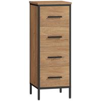 BADSCHRANK MDF Stahl Eiche - Eichefarben/Schwarz, Holzwerkstoff/Metall (30/82/30cm) - HOMCOM