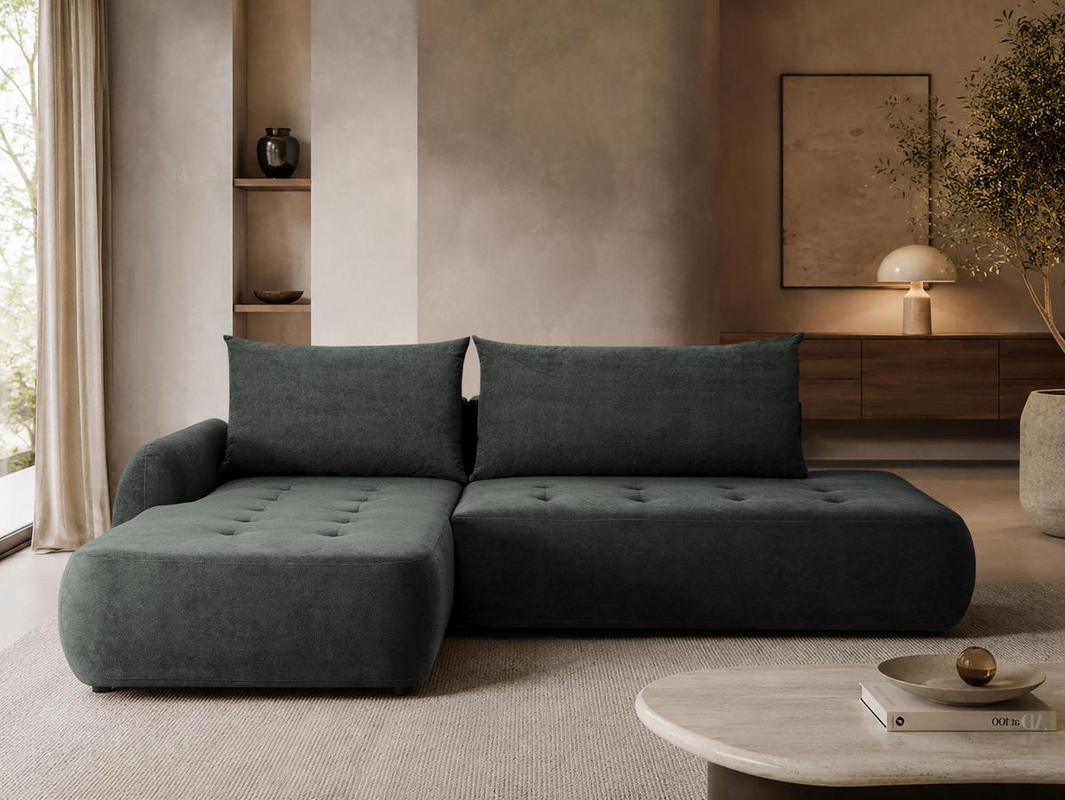 ECKSCHLAFSOFA Bueno I, Seite: Links - Dunkelgrau/Schwarz, Holz/Textil (300/185cm) - MIRJAN24