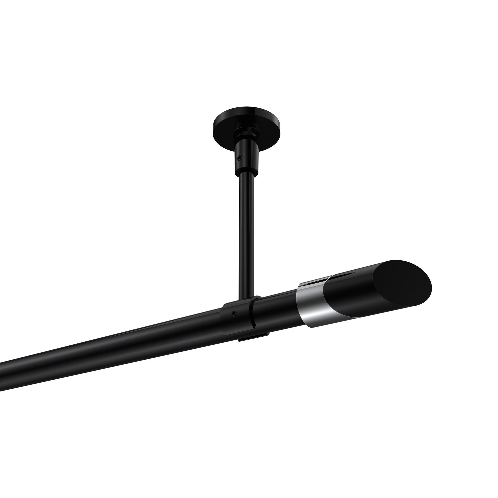 GARDINENSTANGE Sonette Verano 160 cm, 1-läufig, 20 mm Ø Schwarz - Chromfarben/Schwarz, Metall (160cm) - INTERDECO