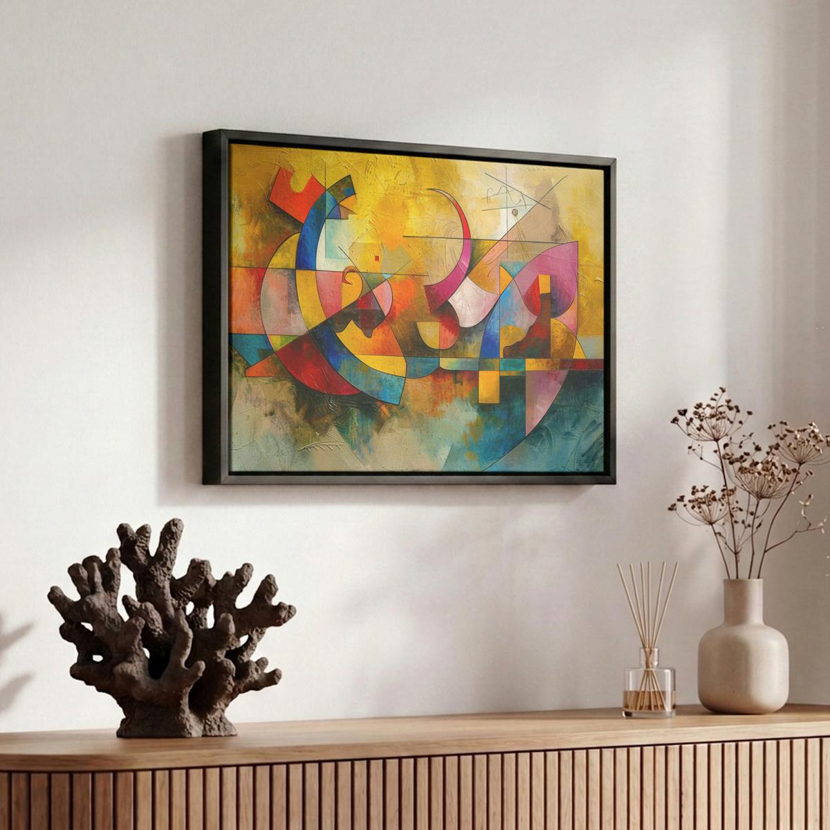 LEINWAND Bilder mit Rahmen - Kunst - Abstrakt - Modern - 30x20 - Gelb, Textil (30/20cm) - MuchoWow