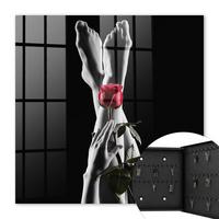 SCHLÜSSELBOX Schwarz 30x30 cm- Türöffnung nach rechts - Die Eleganz einer Rose - Schwarz, Metall (30/30/5cm) - TULUP
