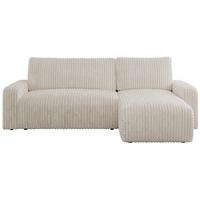 ECKSOFA ARGOS Beige Cord - Beige/Schwarz, Kunststoff/Textil (245/150cm) - MKS