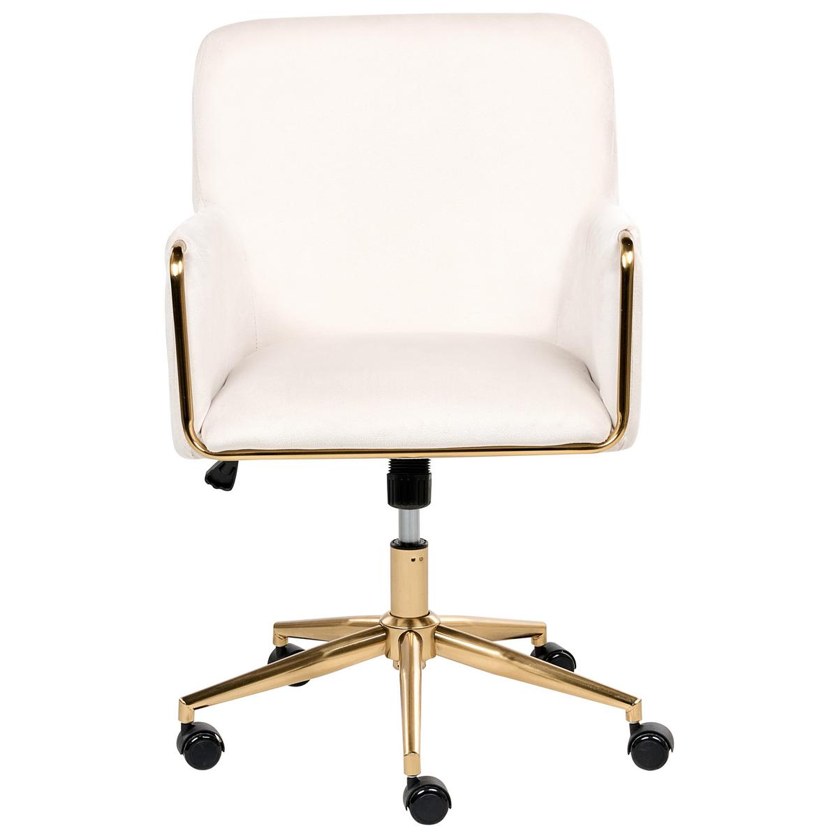 SCHREIBTISCHSTUHL Samtstoff Cremeweiß Altona - Weiß, Textil (59/84/59cm) - Beliani