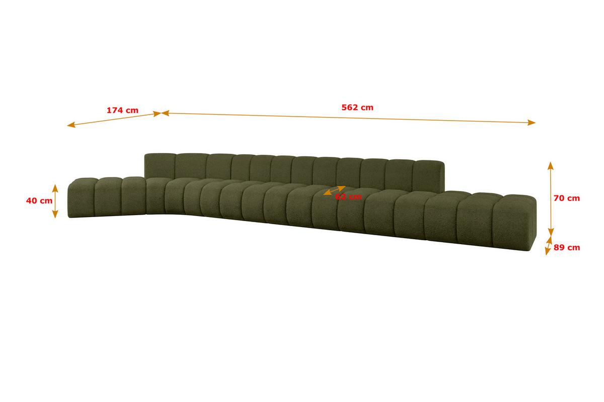 ECKSOFA modulares Sofa Solven-L3 - 562x174x70 cm Grün - Grün, Holzwerkstoff/Textil (562/174cm) - ALTDECOR