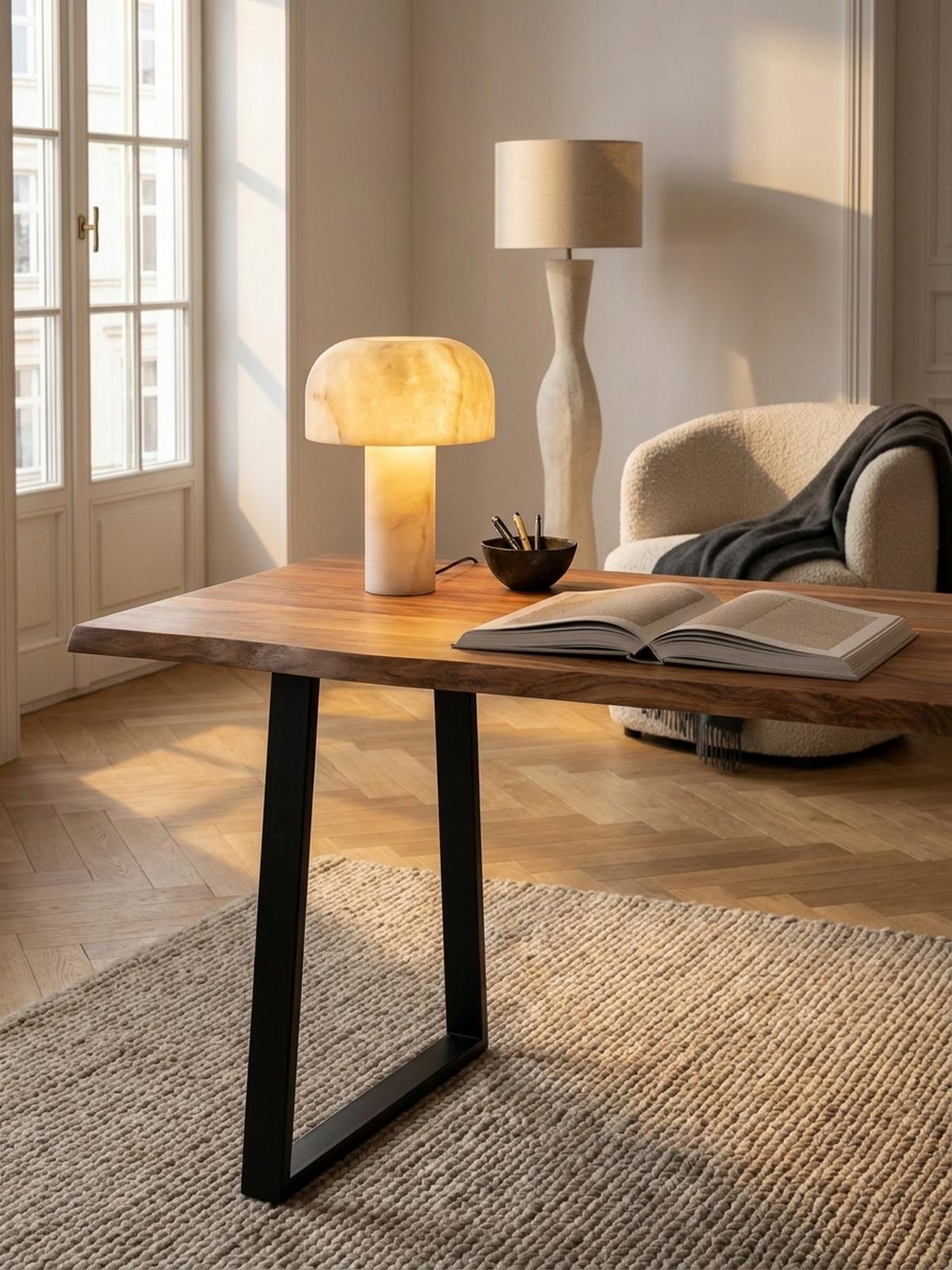 SCHREIBTISCH Massivholz Baumkante Handgefertigt Akazie TARN, Goldbraun-Schwarz 120x60x76 cm - Schwarz/Braun, Holz/Metall (60/120/76cm) - KADIMA DESIGN