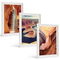 BILDER SET 3er Set - 40x60 cm Weißer Rahmen - Wasserfall in der Schlucht - Weiß, Kunststoff (40/60cm) - TULUP