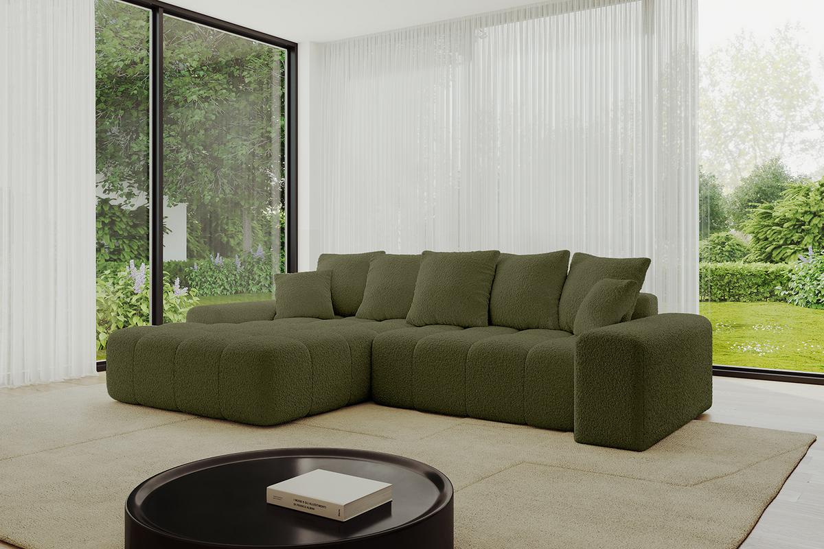 ECKSOFA Ottomane Links ENSI-L - 267x164x69 cm Olivgrün - Olivgrün, Holzwerkstoff/Kunststoff (267/164cm) - ALTDECOR