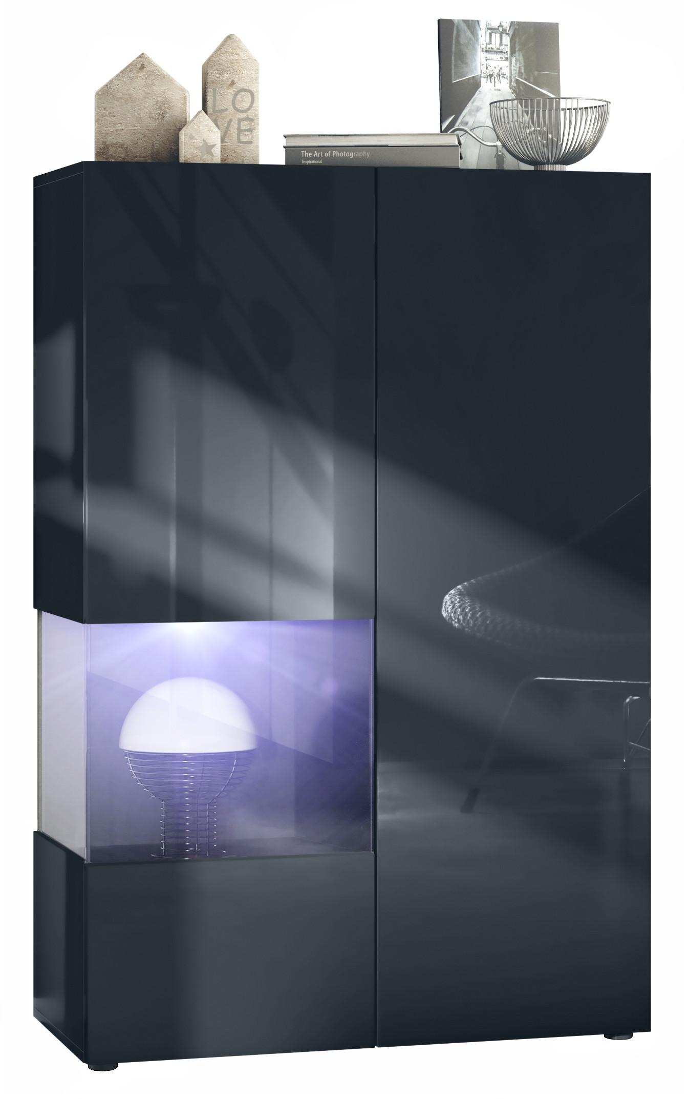 VITRINE Morena Einsatz in Schwarz matt - Schwarz, Holzwerkstoff (91.5/136.5/37cm) - Vladon