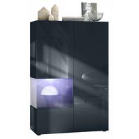 VITRINE Morena Einsatz in Schwarz matt - Schwarz, Holzwerkstoff (91.5/136.5/37cm) - Vladon