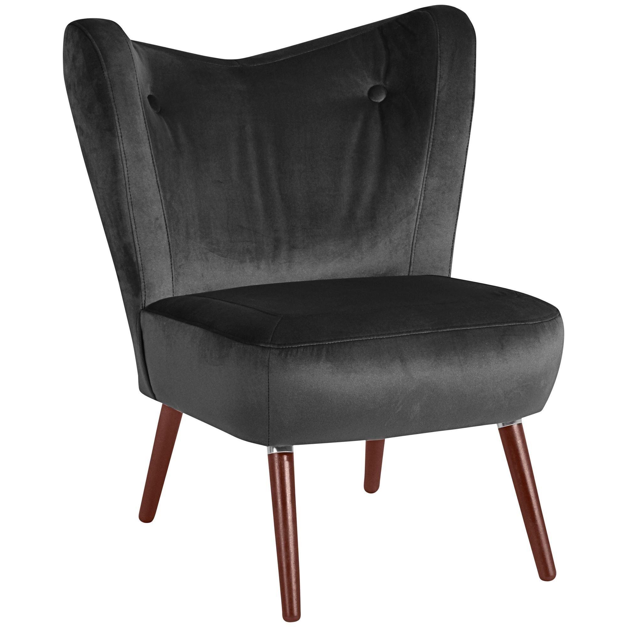 SESSEL Kathy Bezug Samtvelours Buche nussbaum dunkel / anthrazit - Anthrazit, Kunststoff (70/86/69cm) - 58aufmkessel