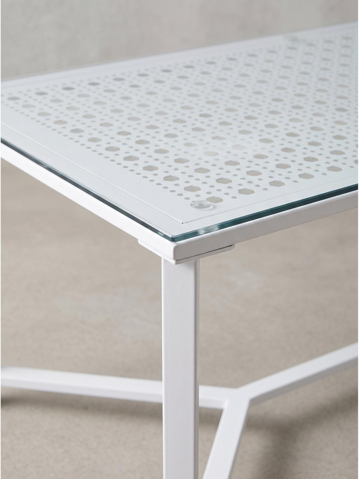 COUCHTISCH ALCUDIA, Einscheibensicherheitsglas, Weiß, 100 x 50 x 42 cm - Weiß, Glas/Metall (50/100/42cm) - KADIMA DESIGN
