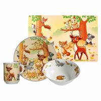 KINDERGESCHIRR MIT PLATZSET Waldtiere bunt 4er Set - Multicolor, Keramik (2/2/2cm) - Ritzenhoff Breker