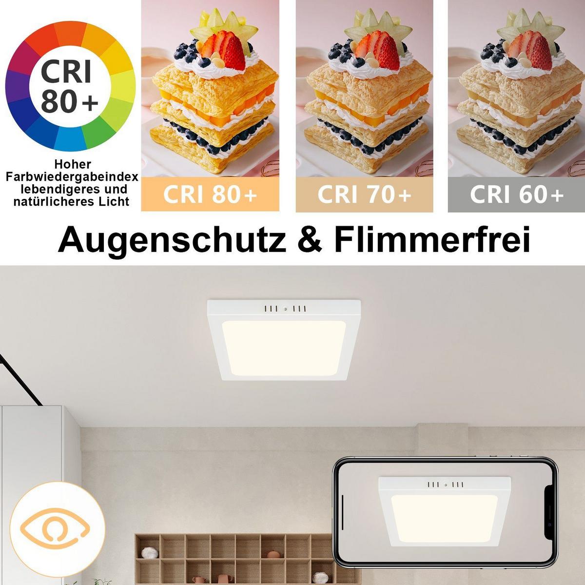 LED-DECKENLEUCHTE Regenkreis 23/23/3.2 cm - Weiß, Kunststoff (23/23/3.2cm) - Nettlife