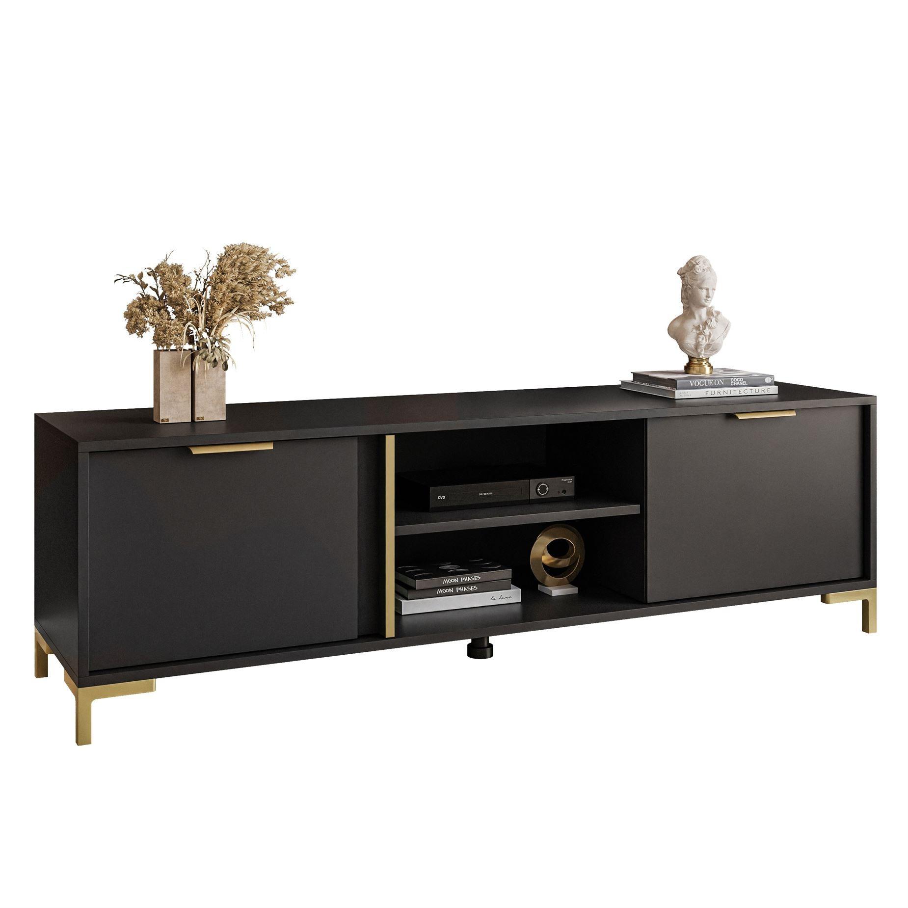 TV Element LARETTO 153 cm anthrazit - Schwarz, Holzwerkstoff (153/47/40cm) - Lookway