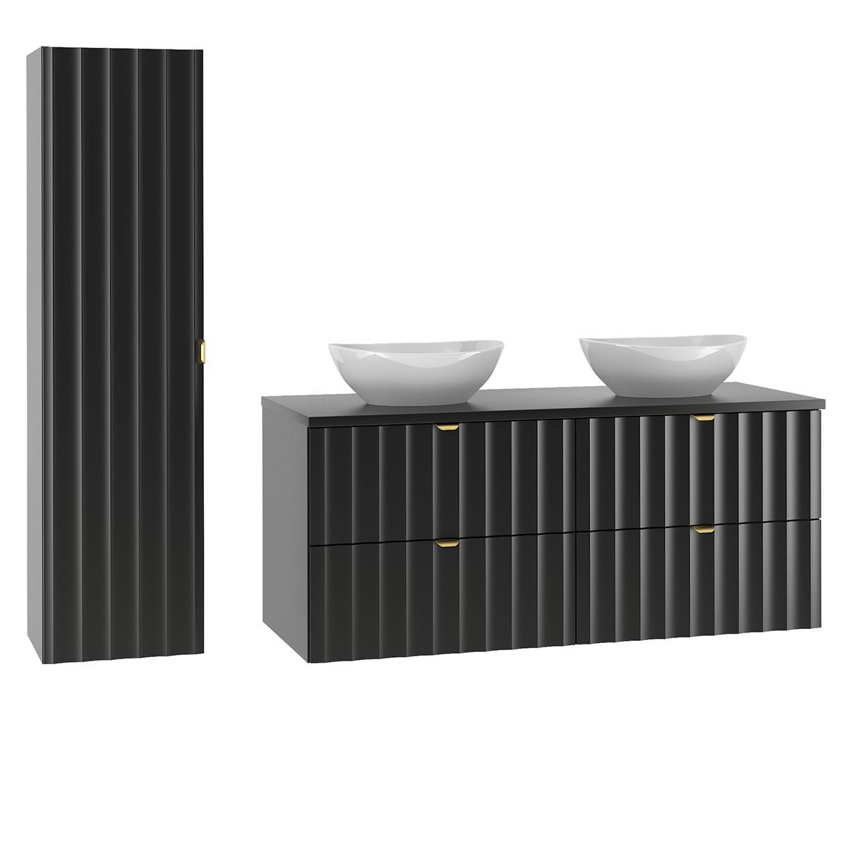 BADMÖBEL 120.6cm Lexa 2er-Set Schwarz - Schwarz, Holzwerkstoff (120.6/52.2/46.5cm) - Petits-meubles