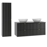 BADMÖBEL 120.6cm Lexa 2er-Set Schwarz - Schwarz, Holzwerkstoff (120.6/52.2/46.5cm) - Petits-meubles