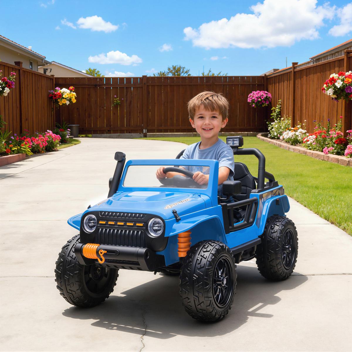 KINDER Elektroauto 12V Kinderauto Elektrisch mit Fernbedienung 2 Motor Hupe LED - Blau, Metall (123.5/70.3/71.3cm) - AIYAPLAY