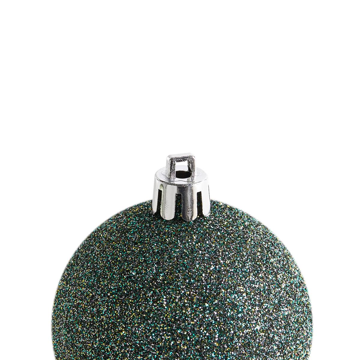 WEIHNACHTSKUGEL 60er Set Grün Tyin - Silberfarben/Grün, Kunststoff (6/7/6cm) - Beliani