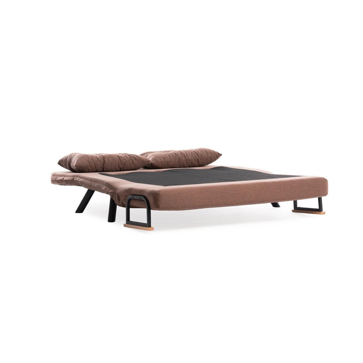 SCHLAFSOFA für 2 Personen mit Stoffbezug und Metallfüßen 133/50/41 cm - Braun, Metall (50/41/133cm) - Calicosy