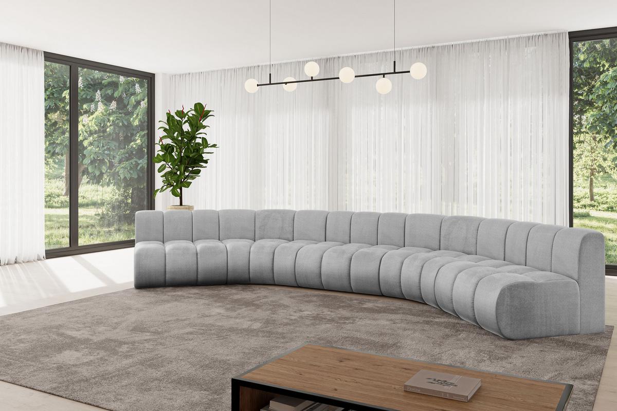 WOHNLANDSCHAFT modulares Sofa Montra-U1 - 490x174x70 cm Grau - Hellgrau, Holzwerkstoff/Textil (490/70/174cm) - ALTDECOR