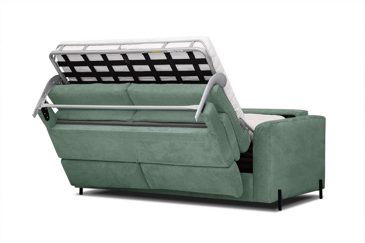 SOFA MEZO 3-Sitzer mit Schlaffunktion, grün - Schwarz/Grün, Holz/Textil (232/90/107cm) - Wozimo