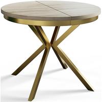 RUNDER Esszimmertisch BERGO, ausziehbarer Tisch Durchmesser: 90 cm/170 cm, Wohnzimmertisch Farbe: Beige, mit Metallbeinen in Farbe Gold - Goldfarben/Sonoma Eiche, Holzwerkstoff (90/90/76cm) - Alpi-Möbel
