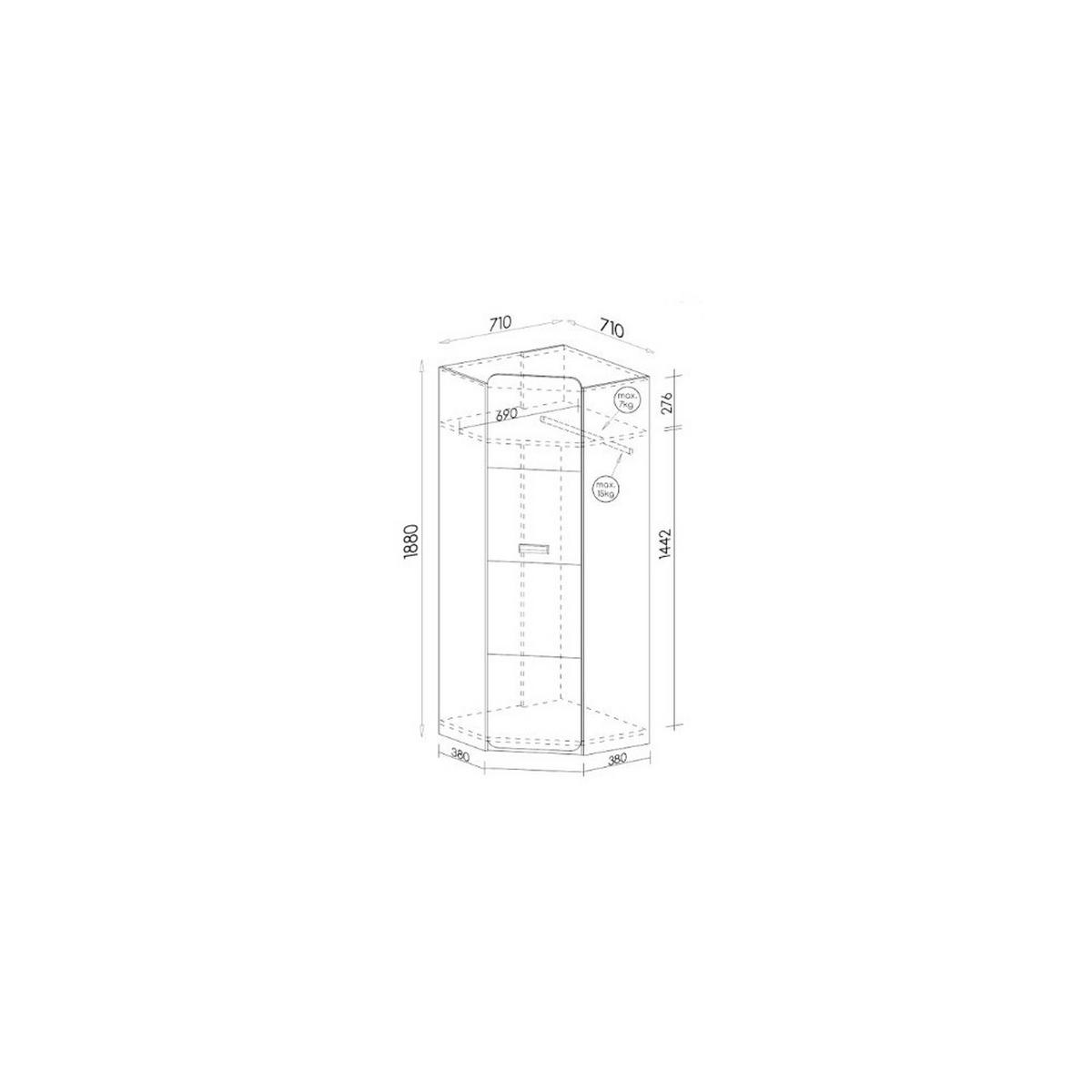 DREHTÜRENSCHRANK MANTI 71/188/71cm 1-türig Weiß - Eichefarben/Weiß, Holzwerkstoff (71/188/71cm) - MASSENO
