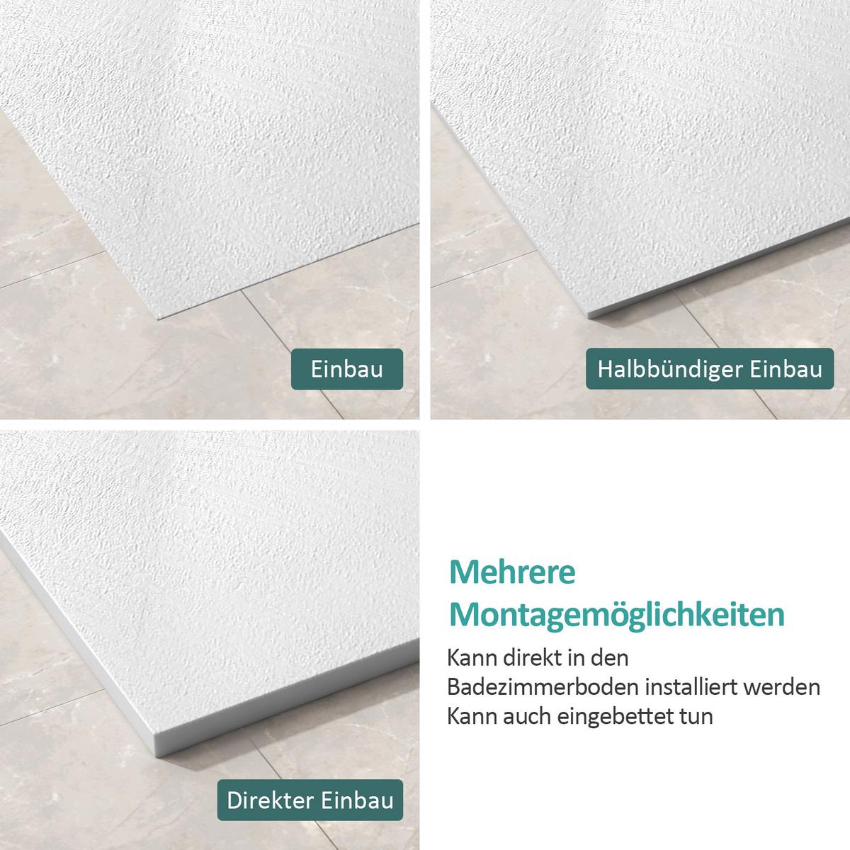 DUSCHWANNE mit rutschhemmender Oberfläche Weiß 90/90 cm - Weiß, Kunststoff (90/2.6/90cm) - EMKE