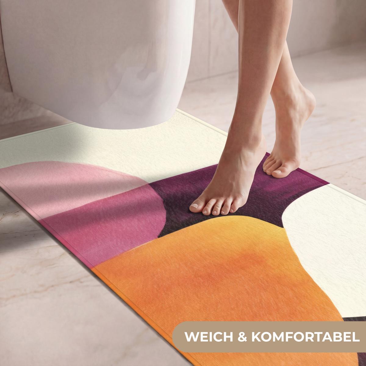WC-VORLEGER Formen - Abstrakt - Farbenfroh Toilettenvorleger 60x120 cm - Terracotta, Textil (60/1cm) - OnlyWow