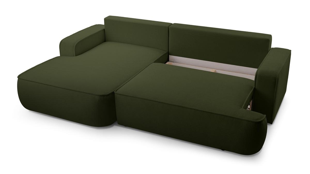 ECKSOFA L Form Ablia Dunkelgrün 267/168/87 cm mit Schlaffunktion L - Schwarz/Grün, Kunststoff/Textil (168/267cm) - AX Living