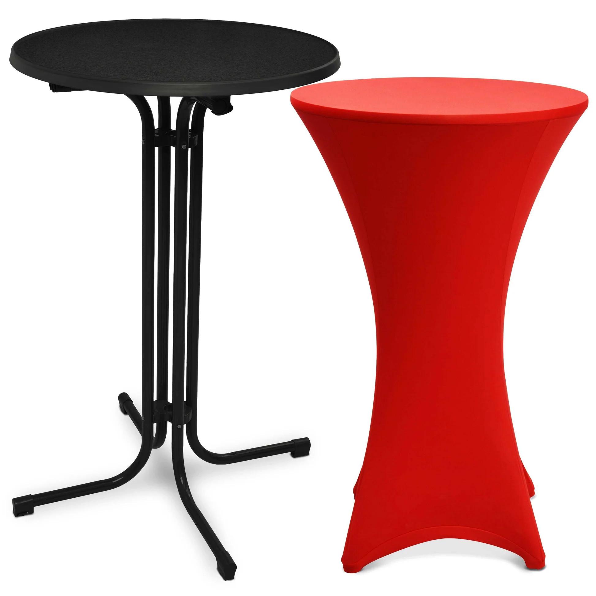 STEHTISCH Bellini Ø 80cm Schwarz mit Stella Stehtischhusse Ø 80cm Rot - Rot, Metall (80/80/110cm) - Beautissu 