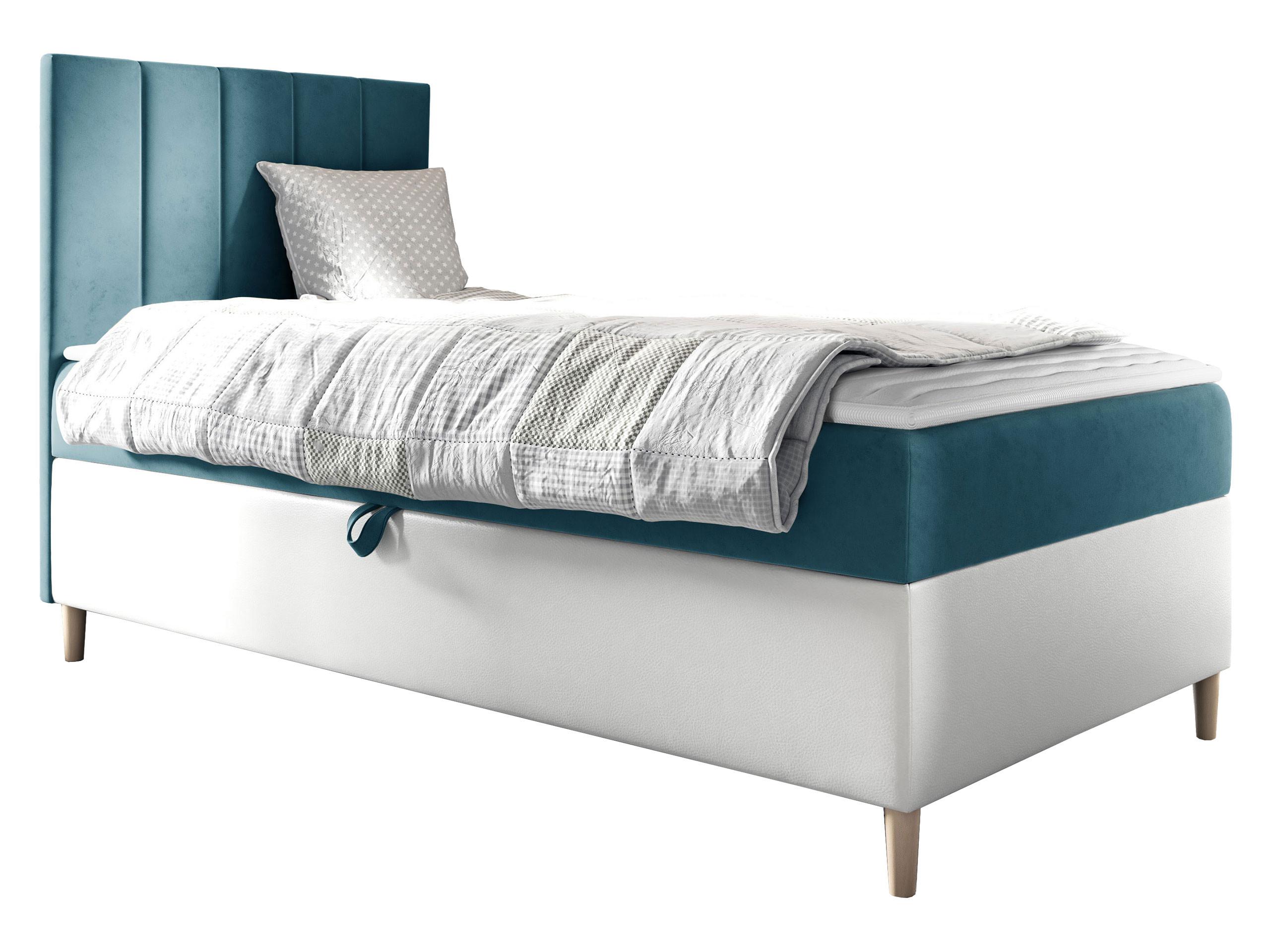 BOXBETT Maja Junior 1, Seite zum Öffnen des Bettkastens: Links - H3 - Türkis/Weiß, Holz (80/200cm) - MIRJAN24