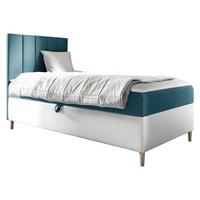 BOXBETT Maja Junior 1, Seite zum Öffnen des Bettkastens: Links - H3 - Türkis/Weiß, Holz (80/200cm) - MIRJAN24