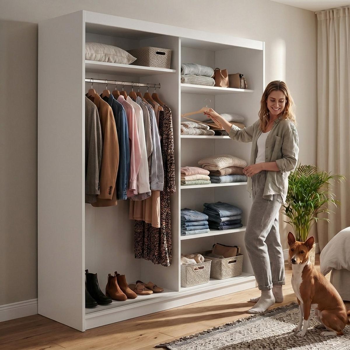 SCHWEBETÜRENSCHRANK Donatello mit 2 Türen. 180 cm, Weiß+eiche Artisan - Weiß/Eiche Artisan, Holzwerkstoff (180/205/60cm) - Beautysofa